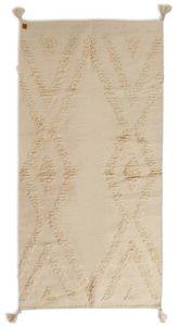 Ivory Hand-Loomed Wool Rug on Soft Cotton Base With Minimalist Pattern