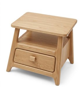 Wooden Nightstand with Open Shelf & Drawer