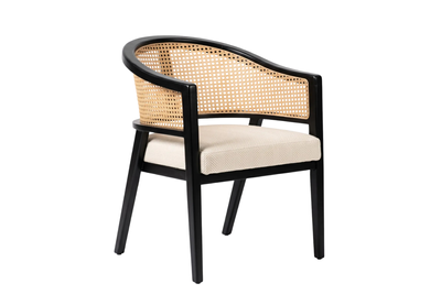 Cane Back Armchair with Herringbone Seat
