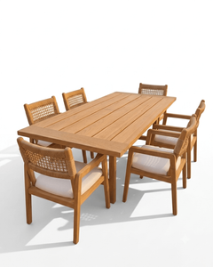 Strips Wooden Dining Table Set