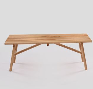 مقعد طويل خشبي من خشب الزان الطبيعي بأرجل مائلة