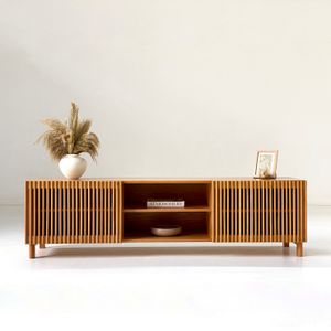 وحدة تلفزيون بيلا بطبقة خشب الأرو الطبيعي والخشب المصنع