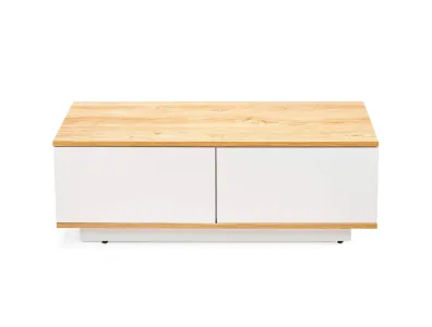 Aman White & Beige Coffee Table - Natural Oak