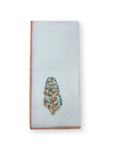 6 Napkin Linen Ecru Orchard Tree Aqua