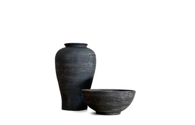 Fire Set – Handmade Black Pottery (Vase & Bowl)