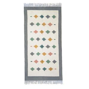 Pastel Tiles Handwoven Wool Rug – Multicolor Geometric Pattern