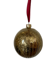 Gold Glitter Ball Christmas Ornaments