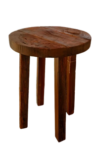 NJ Rough High Stool In Pine Wood - Round Design