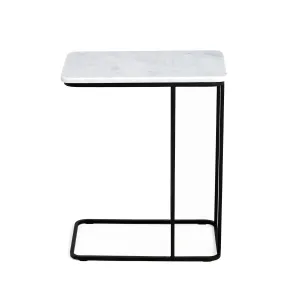 Heka Table AG1005 Side - Marble Top - Metal Base - Square