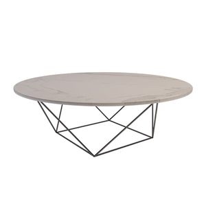 Twist T Marble Top - With Solid Metal Legs - White Carrara