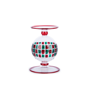 Christmas Squares Glass Candle Holder