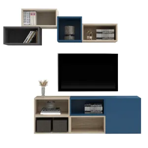 Cube Wall-Mounted Modular TV Unit - Modern Wooden Design