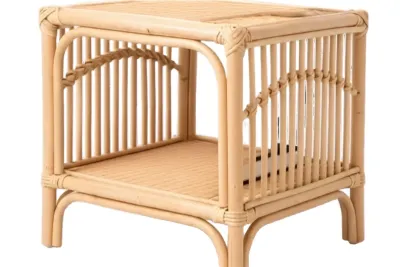 Bamboo Night Table With Open Storage Shelf
