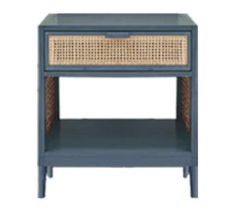 Color Bedside Table with Top Cane Drawer & 1 Shelf