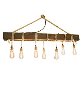 Wood and Ropes Dangling Lighting Unit