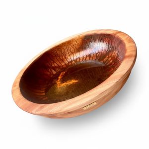 وعاء إيبوكسي بني وبرتقالي – قطعة فنية يدوية