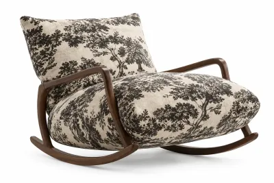 Upholstered Beech Wood Rocking Chair