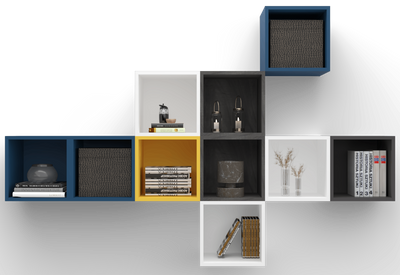 Cube Wall Unit With 10 Open Shelves - Mixed Colors