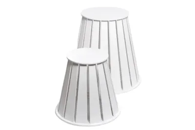 Tarboosh Side Table Set From Palms Ribs With Round Top