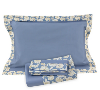 Cream on Blue Border Sheet + Pillowcases (600 TC)