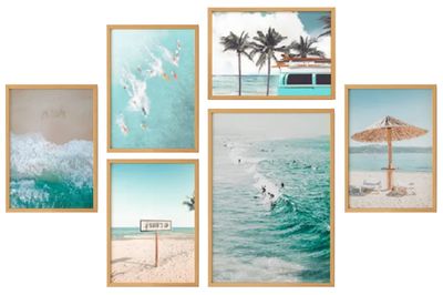 Beach Blue Gallery Wall Set of 6