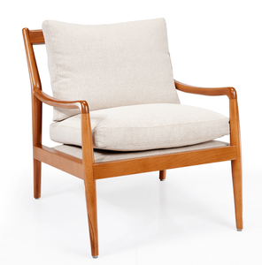 كرسي بذراعين كاي من خشب الزان مع مسند ظهر ومقعد منجدين