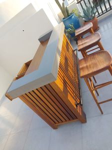 Teak Bar With Concrete Top