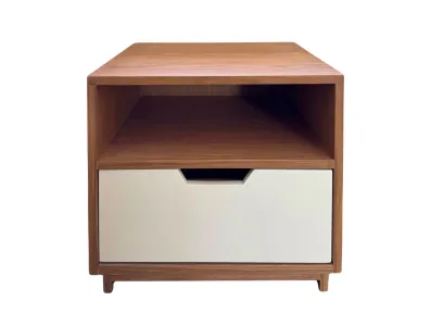 Oak & White Night Table With 1 Spacious Drawer & Shelf