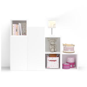 Cubby Storage With Open Shelves & Doors