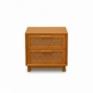 Nora Bedside Table With 2 Cane Front Drawers