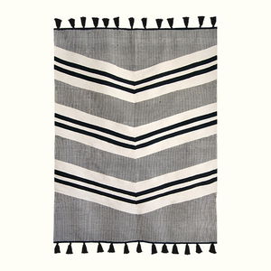 Valley Chevron Pattern Cotton Rug With Tassels