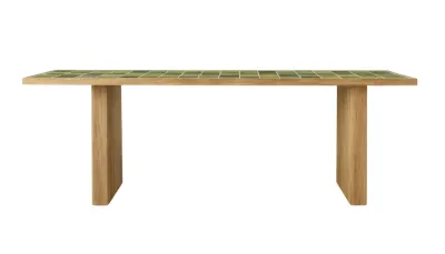 Rawda Teak Outdoor Dining Table With Tiles Top