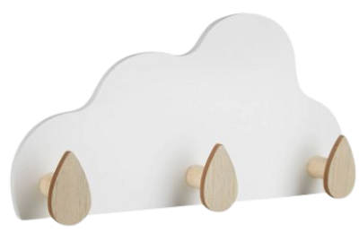 Cloud Clothes Hanger In White & Natural Wood Color