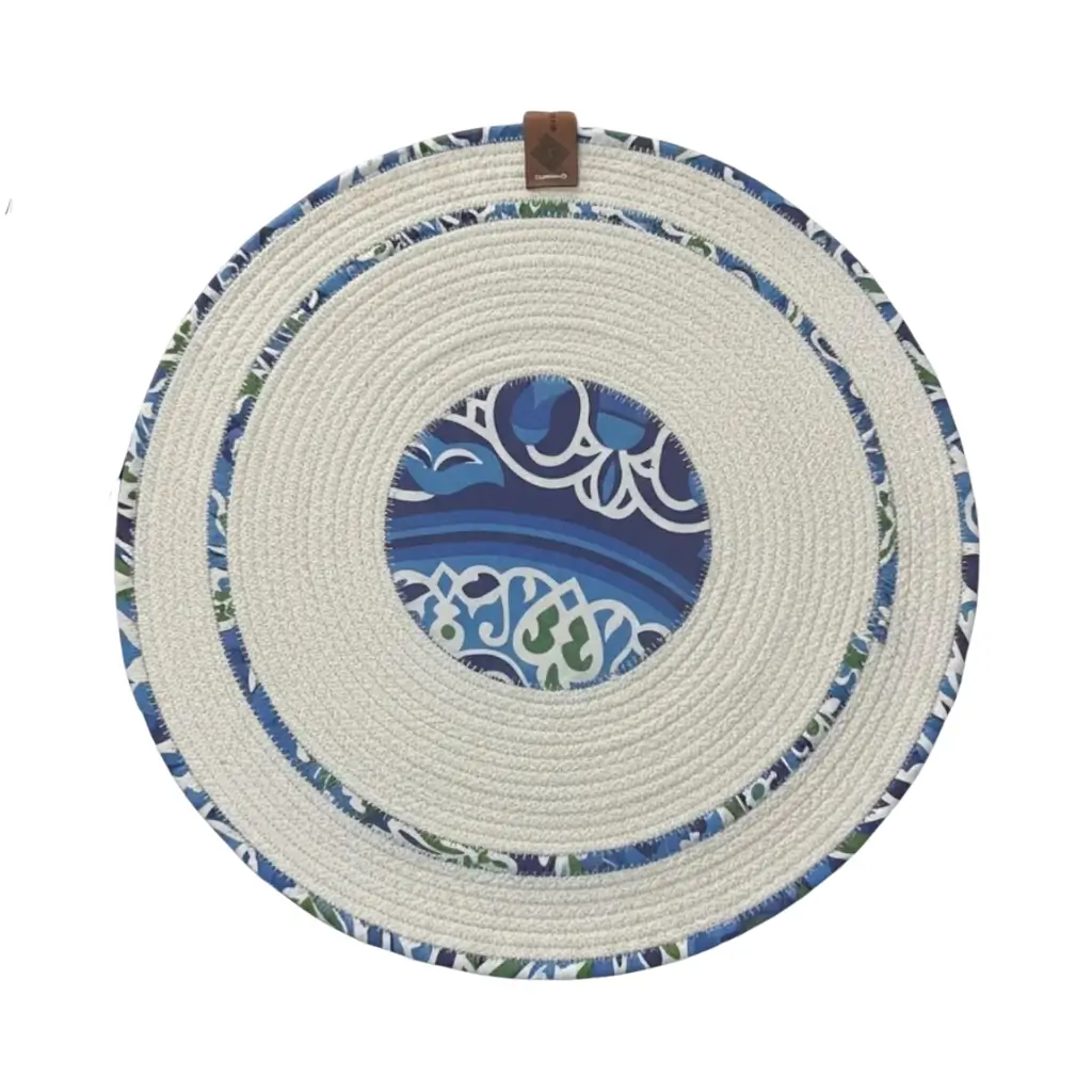 Ramadan Round Placemat – With Blue Khayamiya 1
