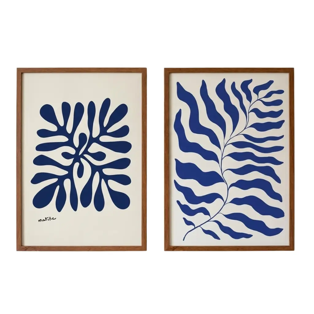 Mawj Abstract Cobalt Blue Wall Art Set – 2 Pieces