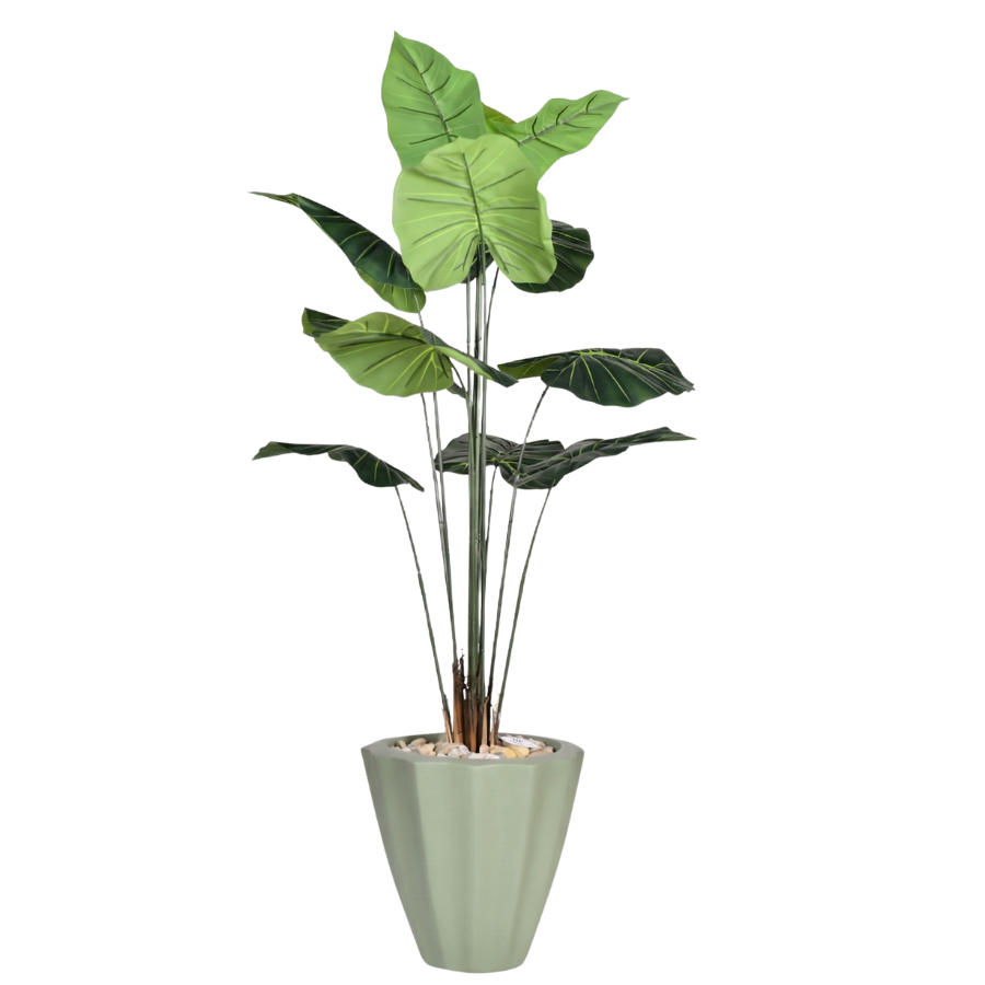 Artificial Taro Tree in Terrazzo Pot