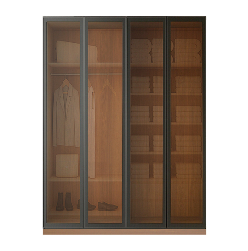 Beyla Glass and Metal Doors Hinged Wardrobe 9