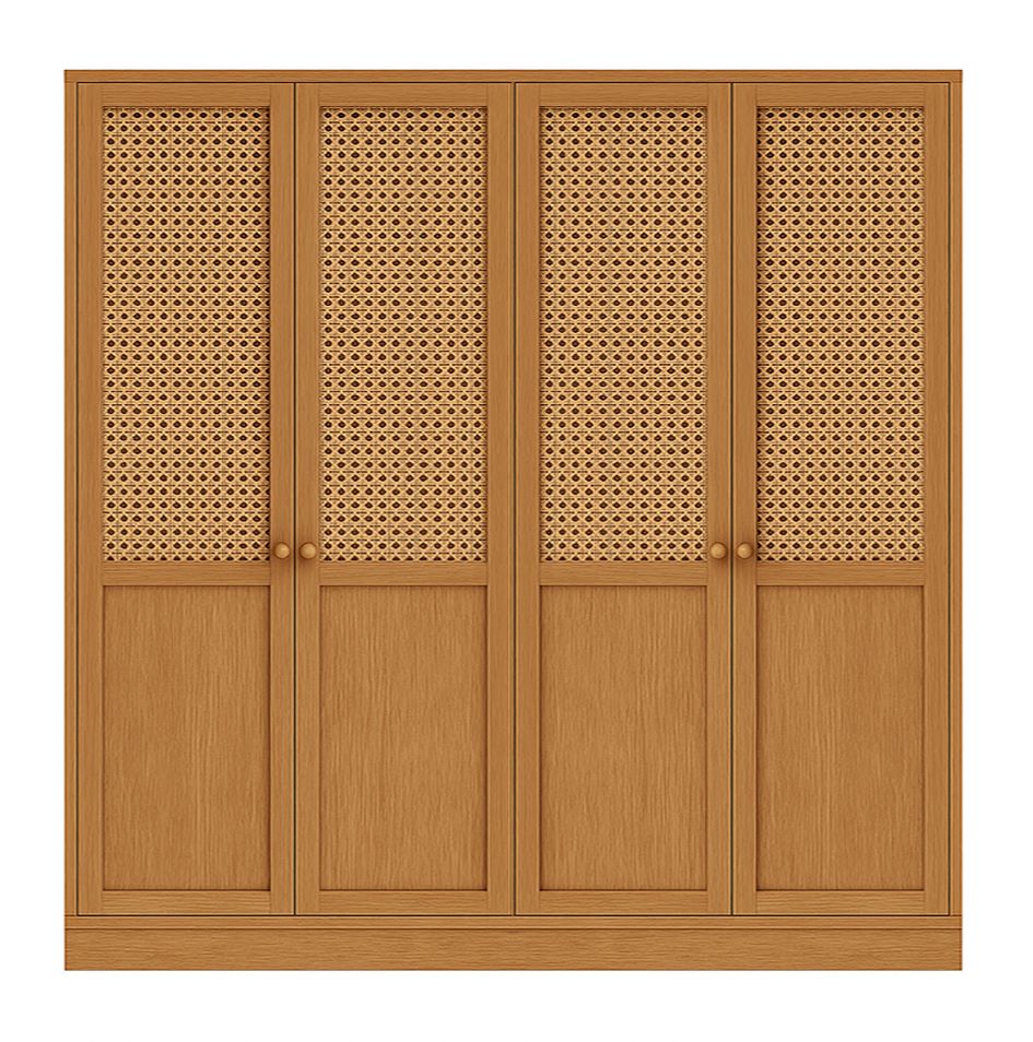 Glow Veneer Hinged Cane Wardrobe 16