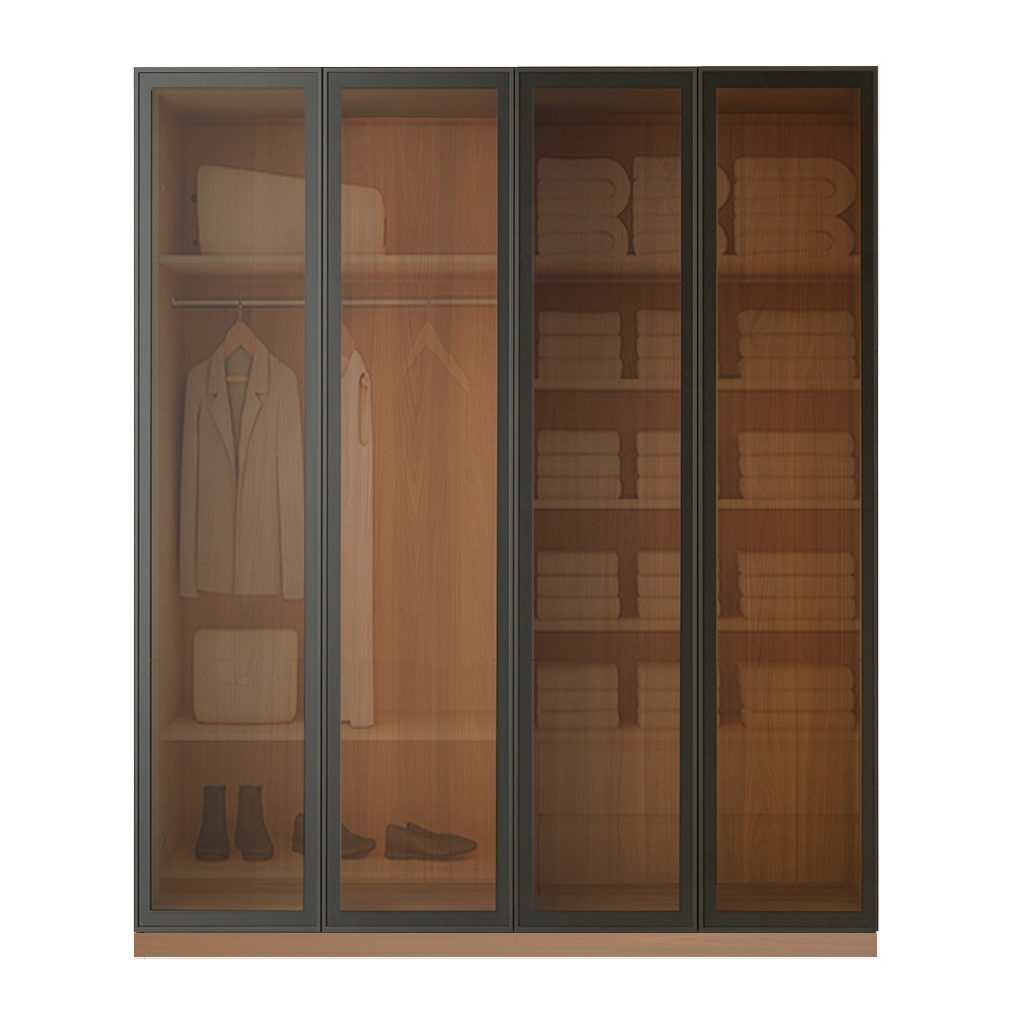 Beyla Glass and Metal Doors Hinged Wardrobe 11