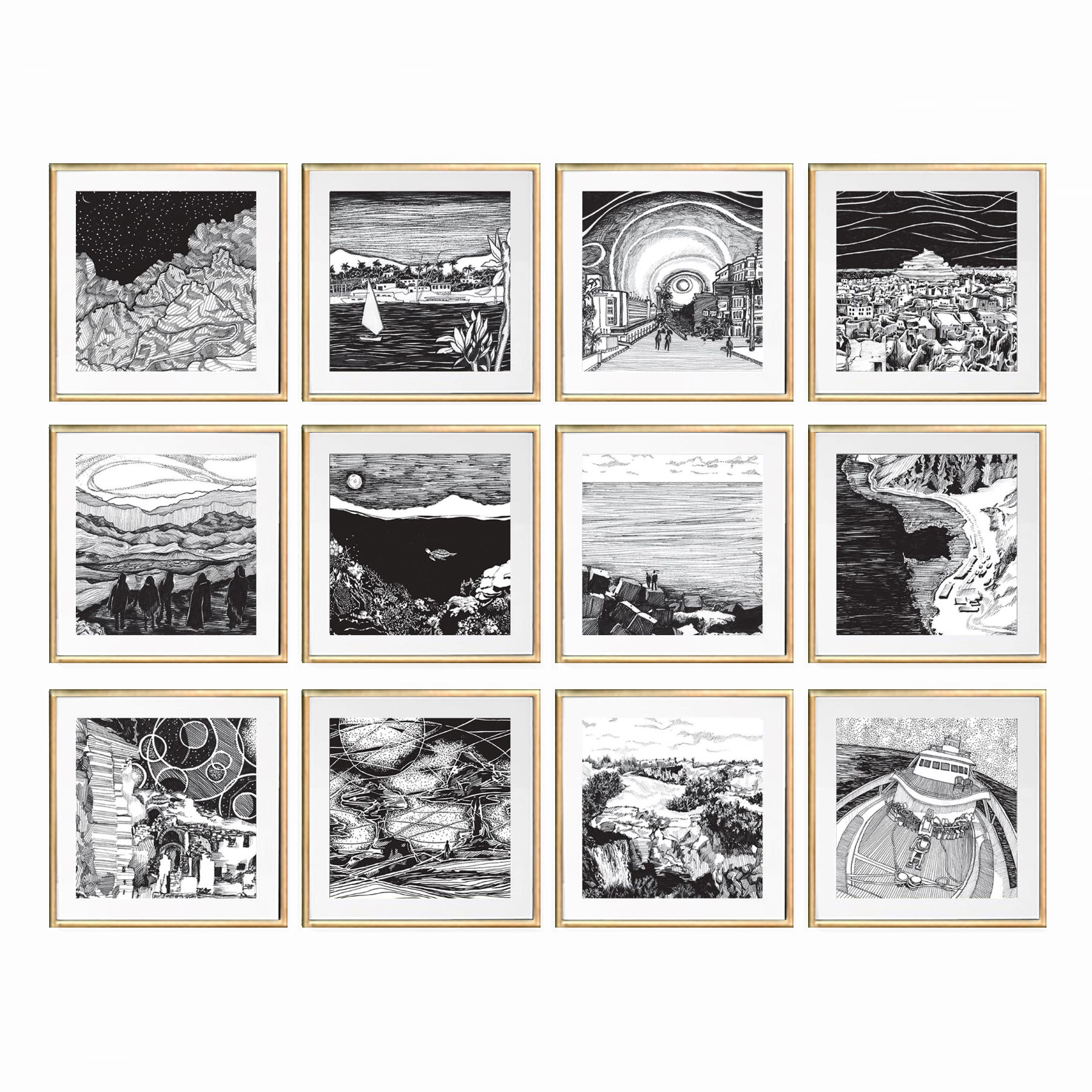 Egypt in Monochrome Set of 12 3