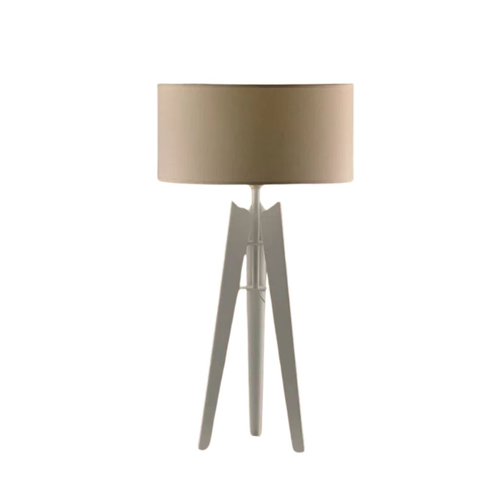 Trevo Metal Tripod Table Lamp With Fabric Shade 1