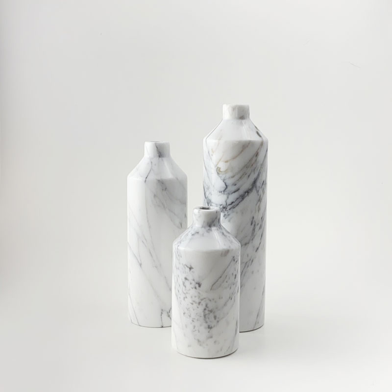 Short Neck Marble Vase Set 3