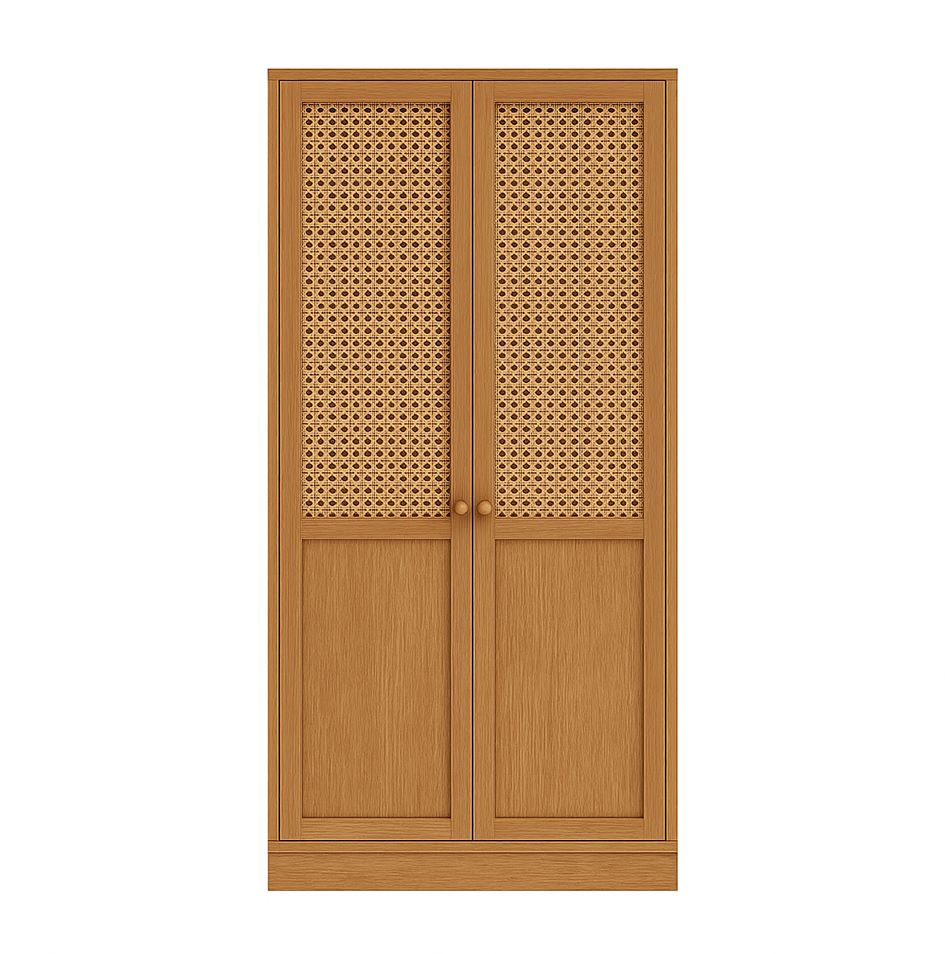 Glow Veneer Hinged Cane Wardrobe 10