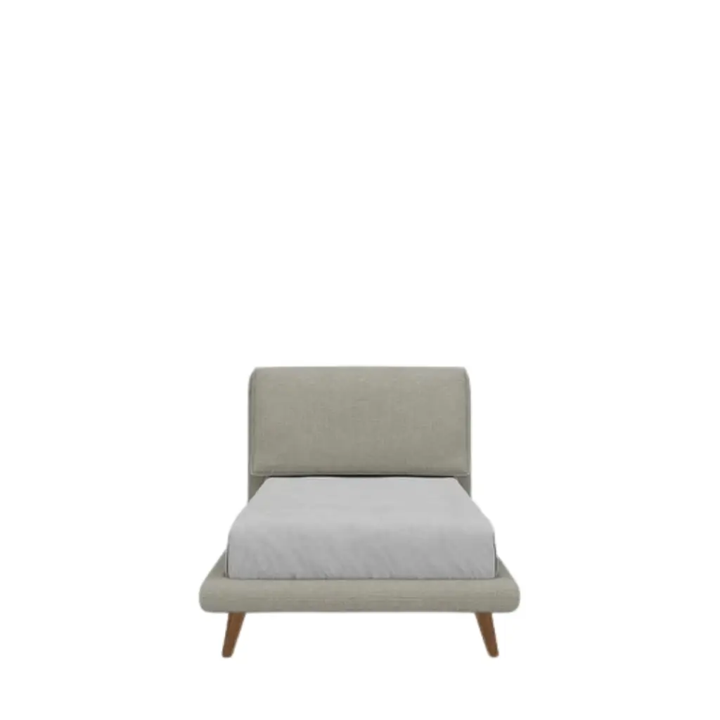 Bliss Upholstered Bed with Cushioned Backrest and Wooden Legs 4