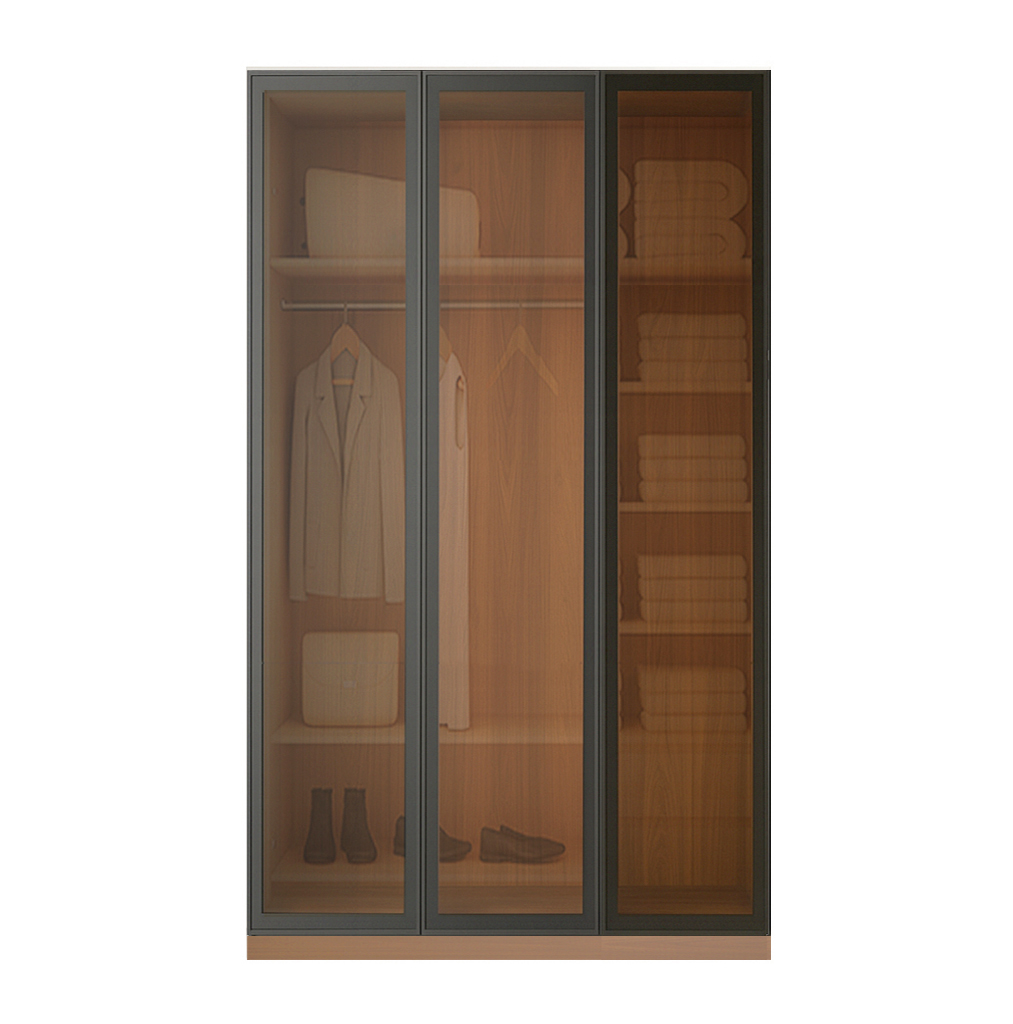 Beyla Glass and Metal Doors Hinged Wardrobe 6