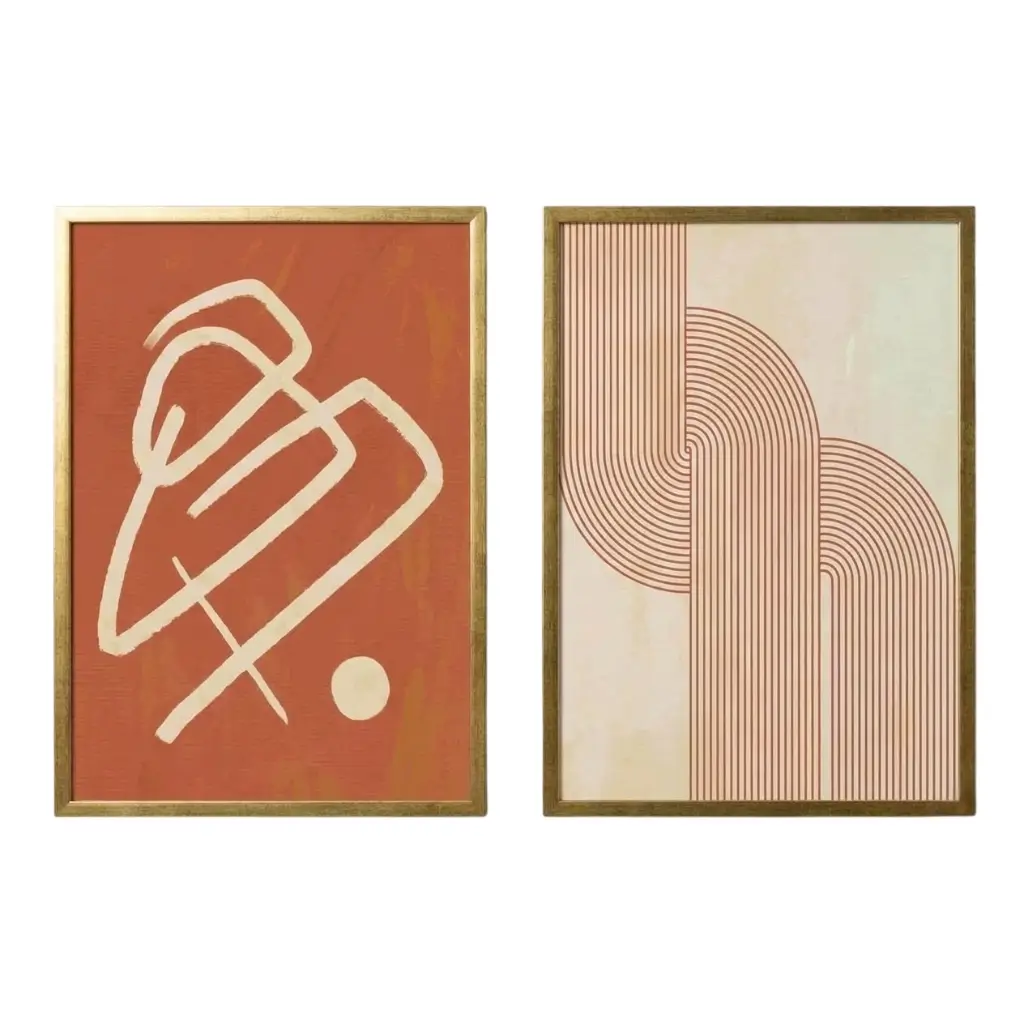 Dafaa Abstract Burnt Orange Wall Art Set – 2 Pieces