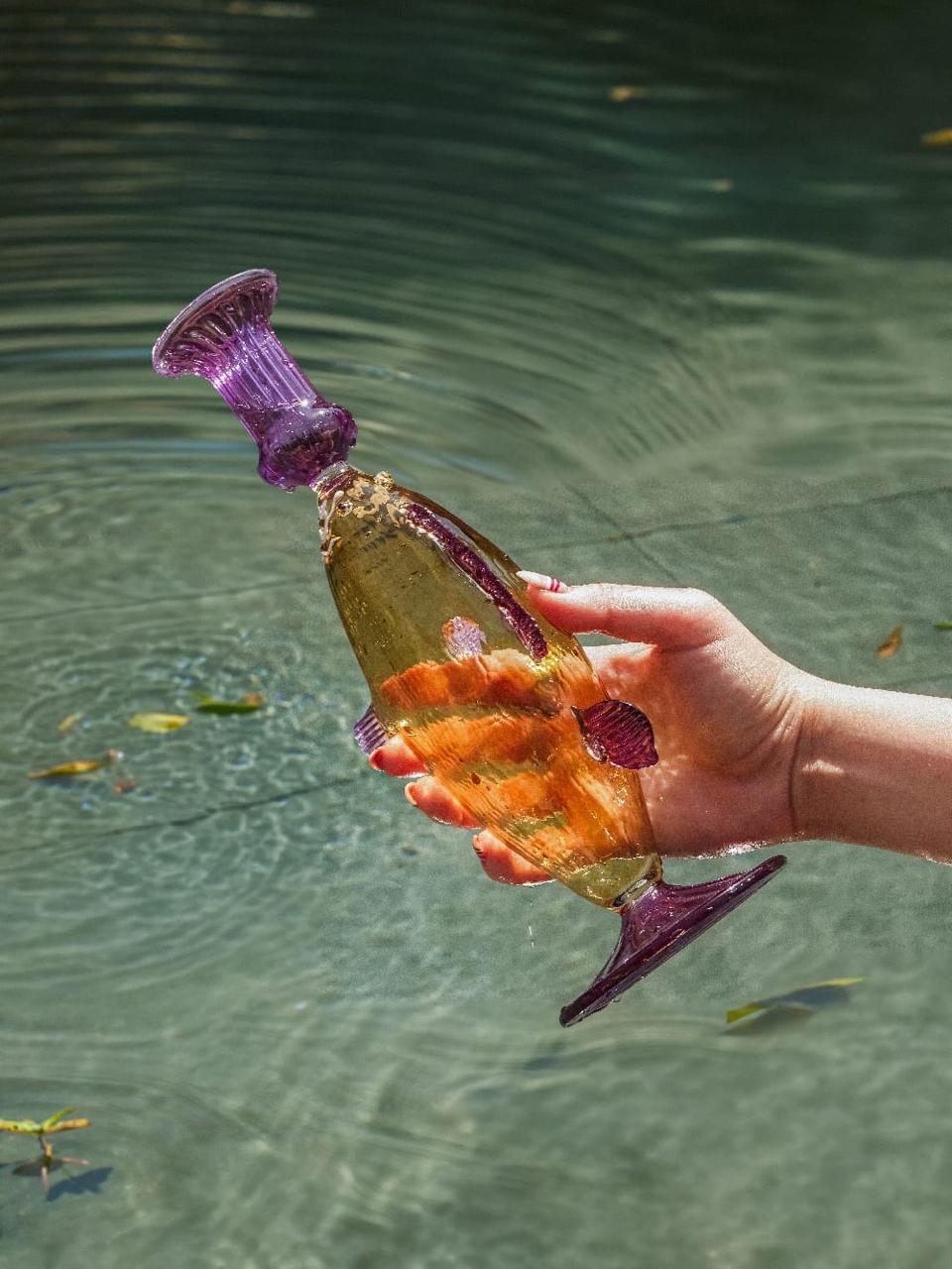 Glass fish candle holder