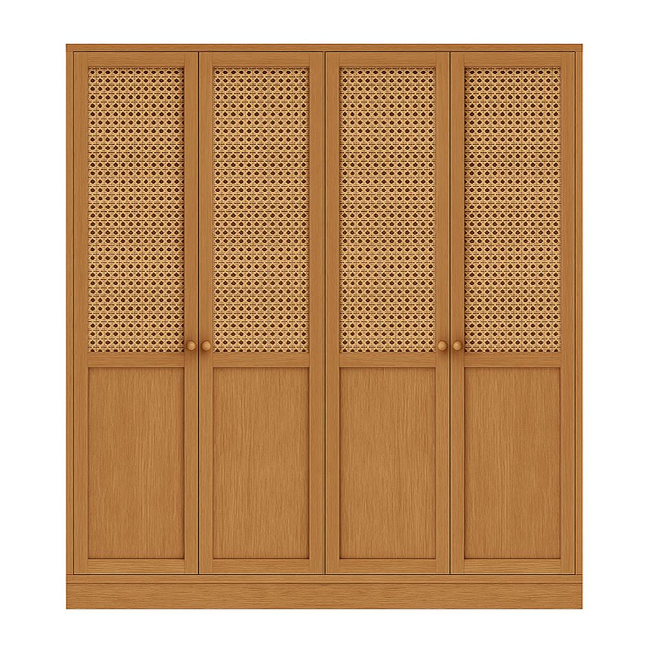 Glow Veneer Hinged Cane Wardrobe 15