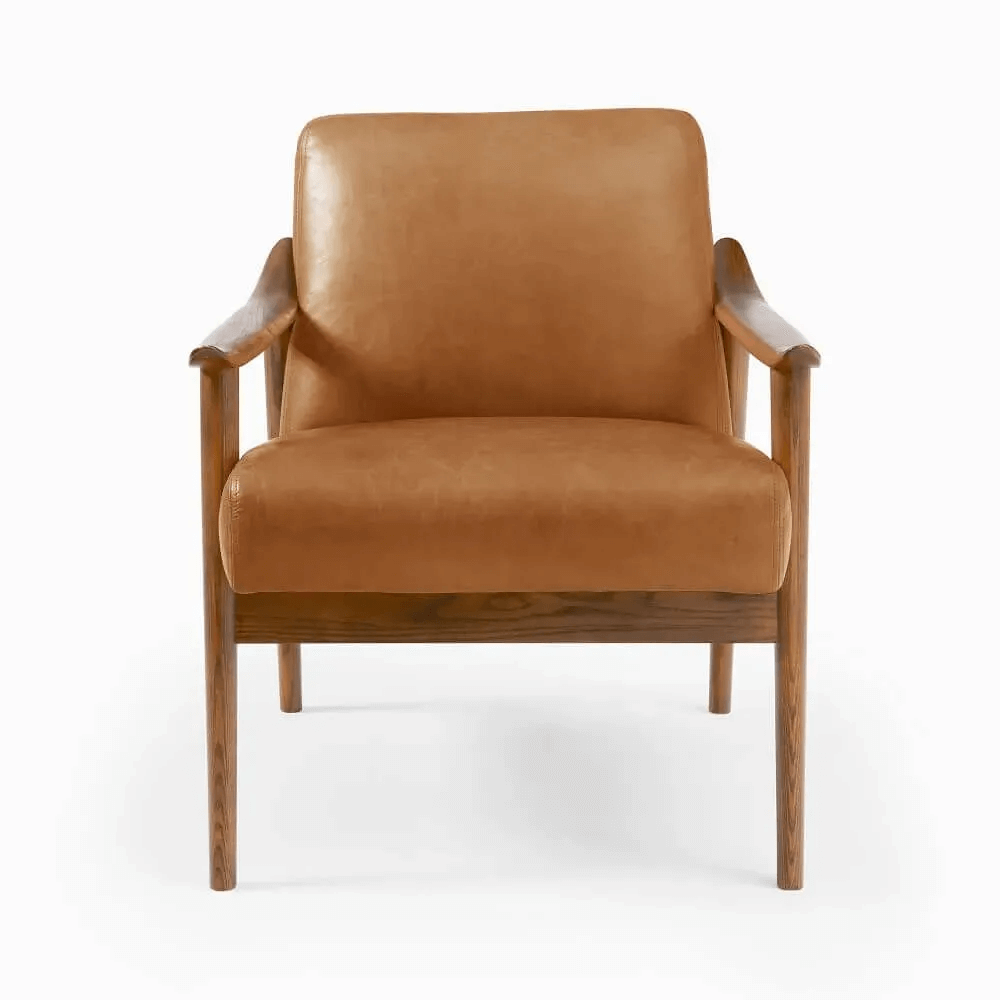 Mid-Century Leather Chair With Wooden Frame 6