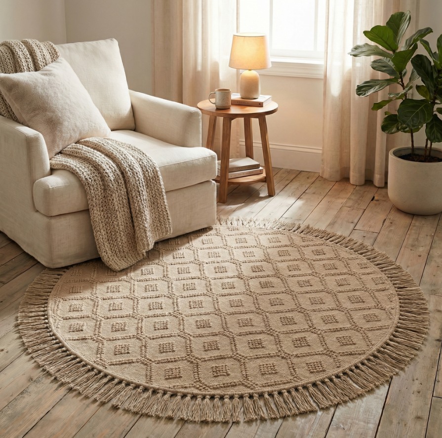 Geo Weave Round Kilim Floormat CL-005